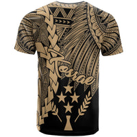 Kosrae Micronesia T Shirt Tribal Wave Tattoo Gold - Polynesian Pride