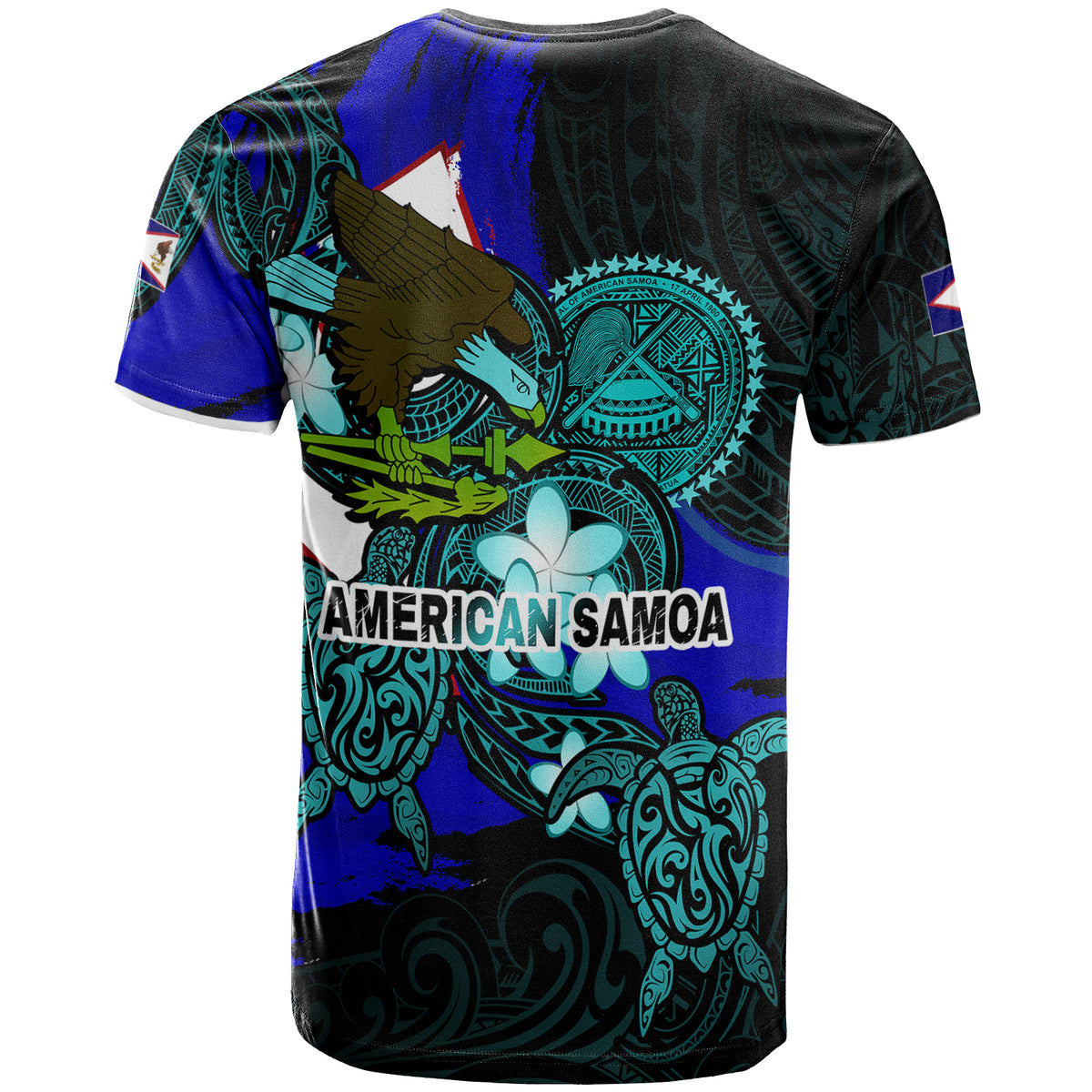 American Samoa T Shirt American Samoan Independence Day With Bald Eagle and Polynesian Patterns LT10 - Polynesian Pride