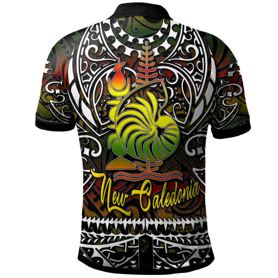New Caledonia Polo Shirt Custom Kanaky Coat Of Arms Polynesian Pattern - Polynesian Pride