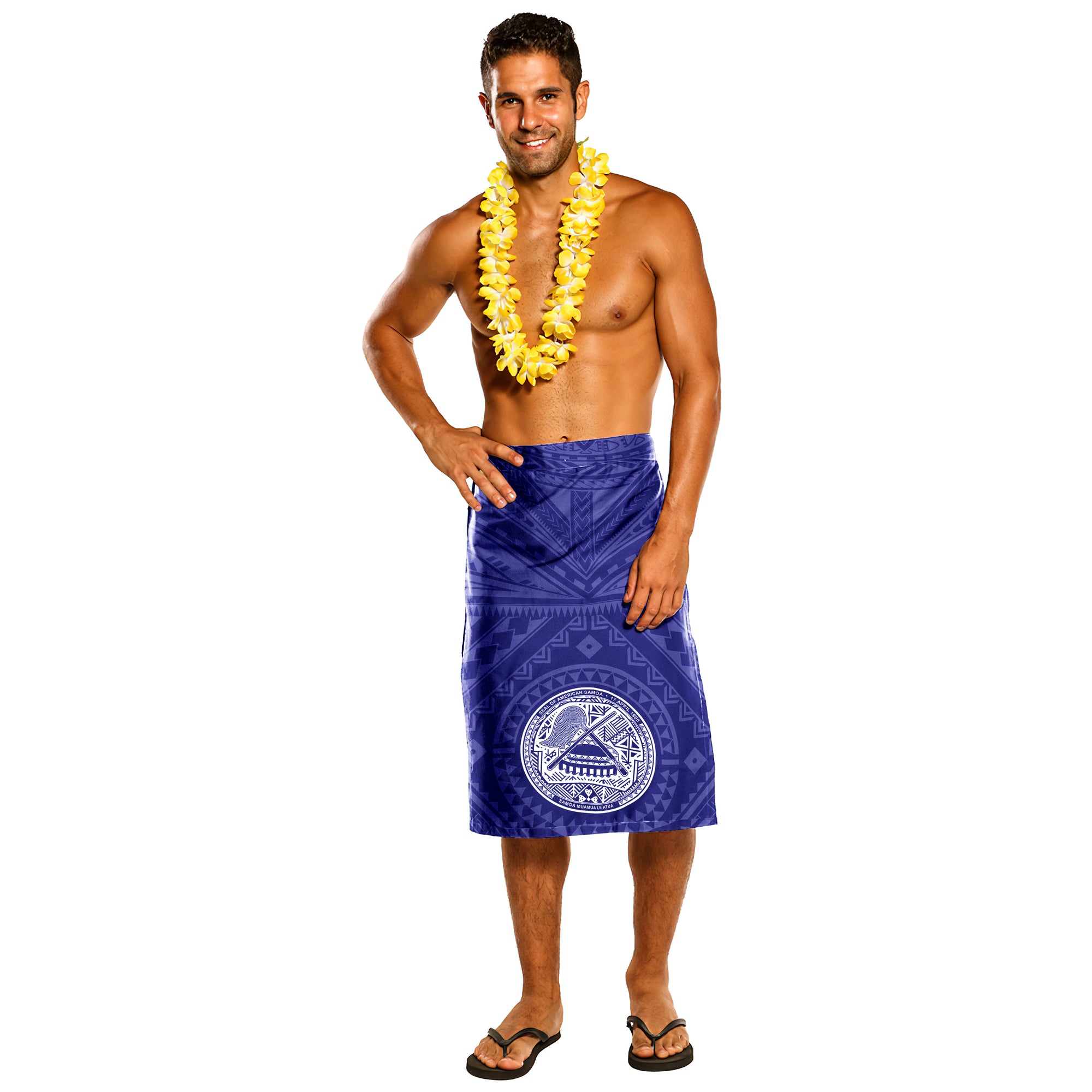 American Samoa Polynesian Lavalava - Samoa Coat Of Arms Polynesian Lavalava (Blue) 02 One Size Blue - Polynesian Pride