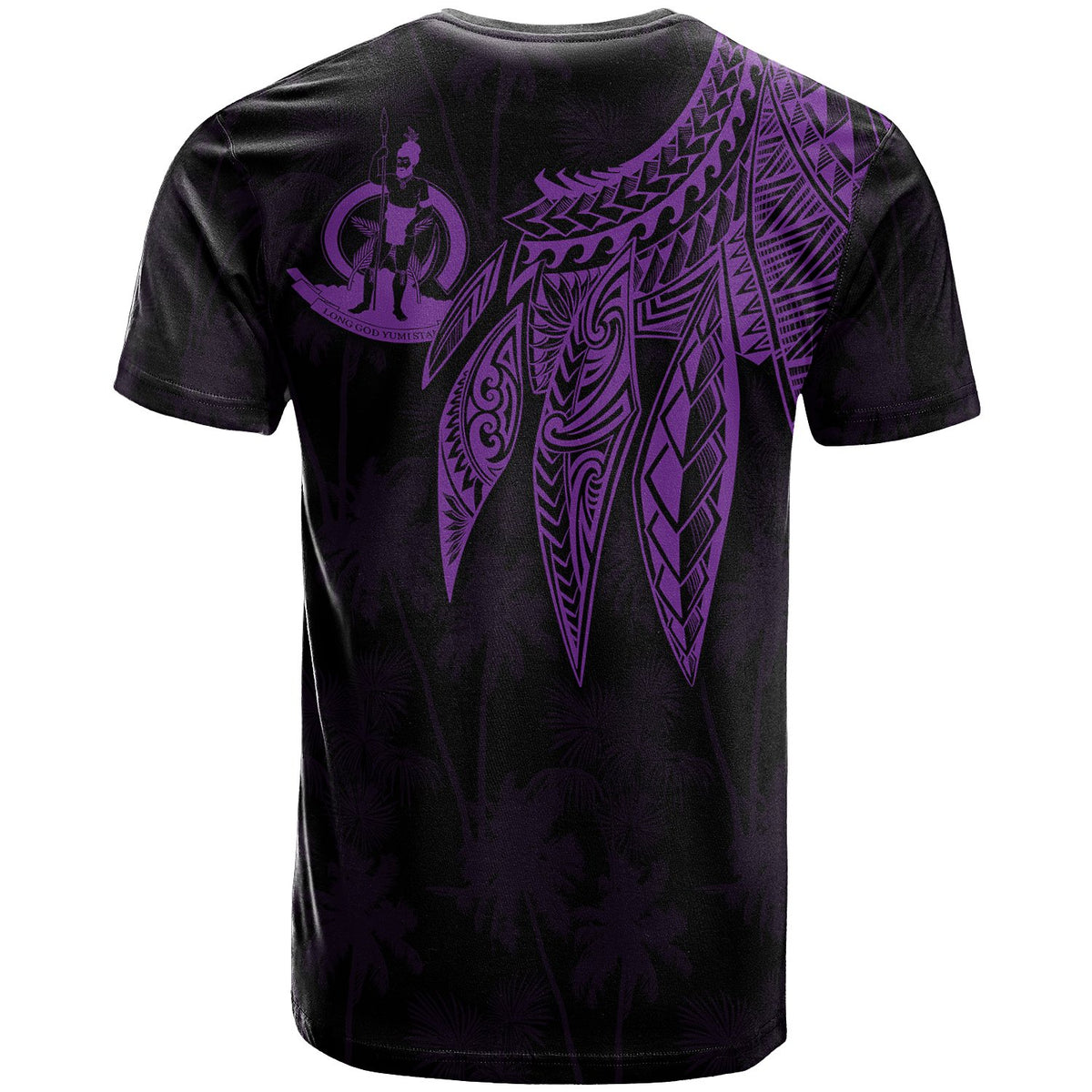 Vanuatu Custom T Shirt Polynesian Wings (Purple) - Polynesian Pride