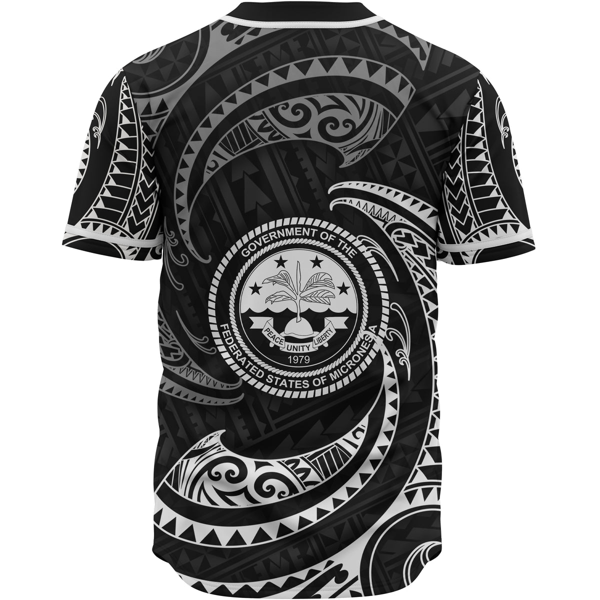 Federated States Of Micronesia Custom Personalised Baseball Shirt - White Tribal Wave - Polynesian Pride