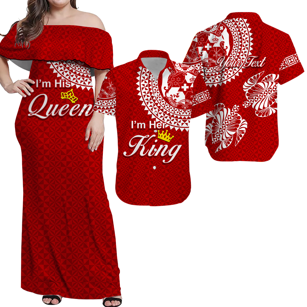 Custom Valentine Day Tonga Couple Love Matching Dress and Hawaiian Shirt Tongan Turtle LT12 Red - Polynesian Pride