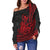 Hawaii Turtle With Hibiscus Tribal Red Women Off Shoulder Sweater - LT12 - Polynesian Pride