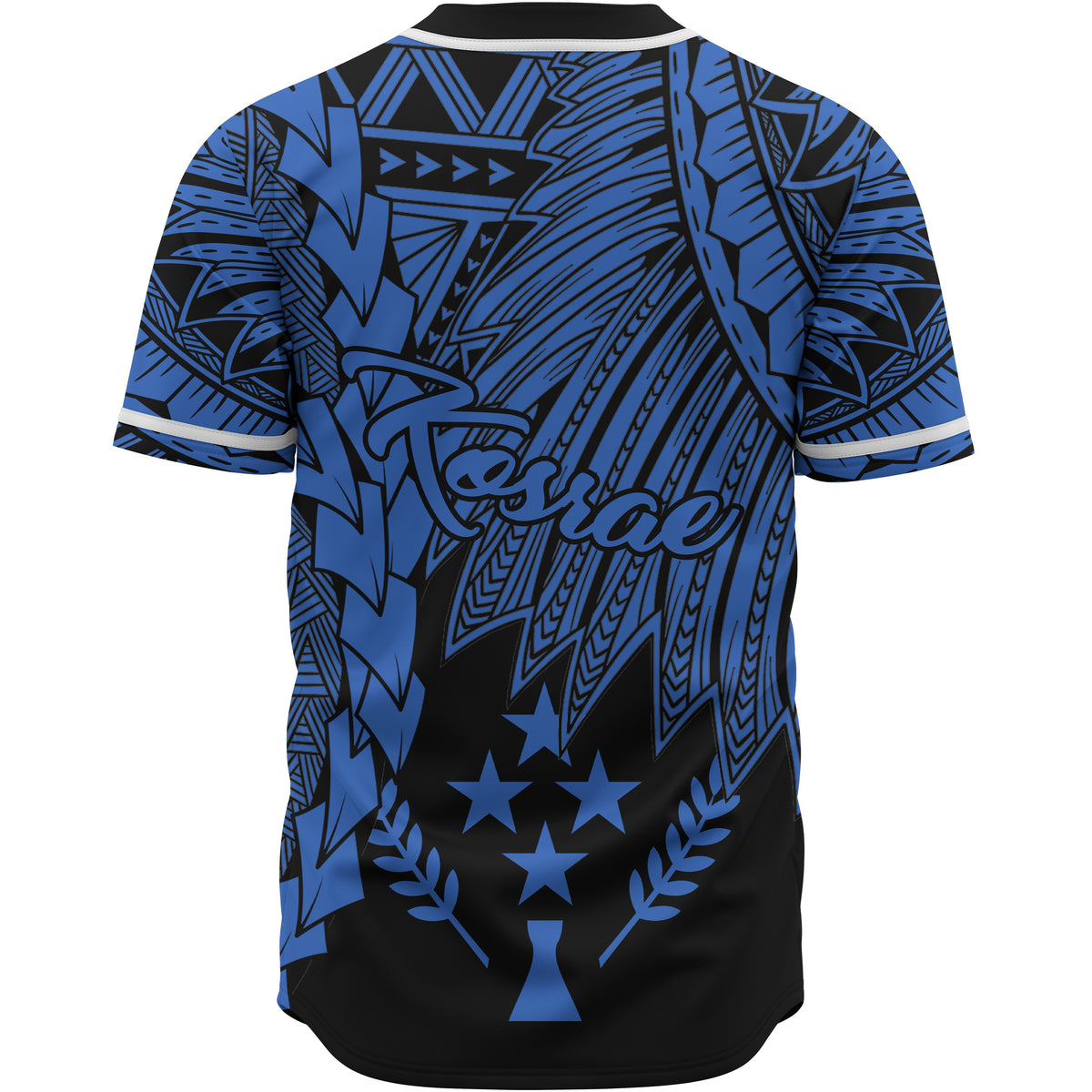 Kosrae Polynesian Custom Personalised Baseball Shirt - Tribal Wave Tattoo Blue - Polynesian Pride