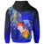 Samoa Hoodie Humpback Whale with Tropical Flowers (Blue) - Polynesian Pride