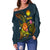 Nauru Polynesian Women's Off Shoulder Sweater - Legend of Nauru (Blue) - Polynesian Pride