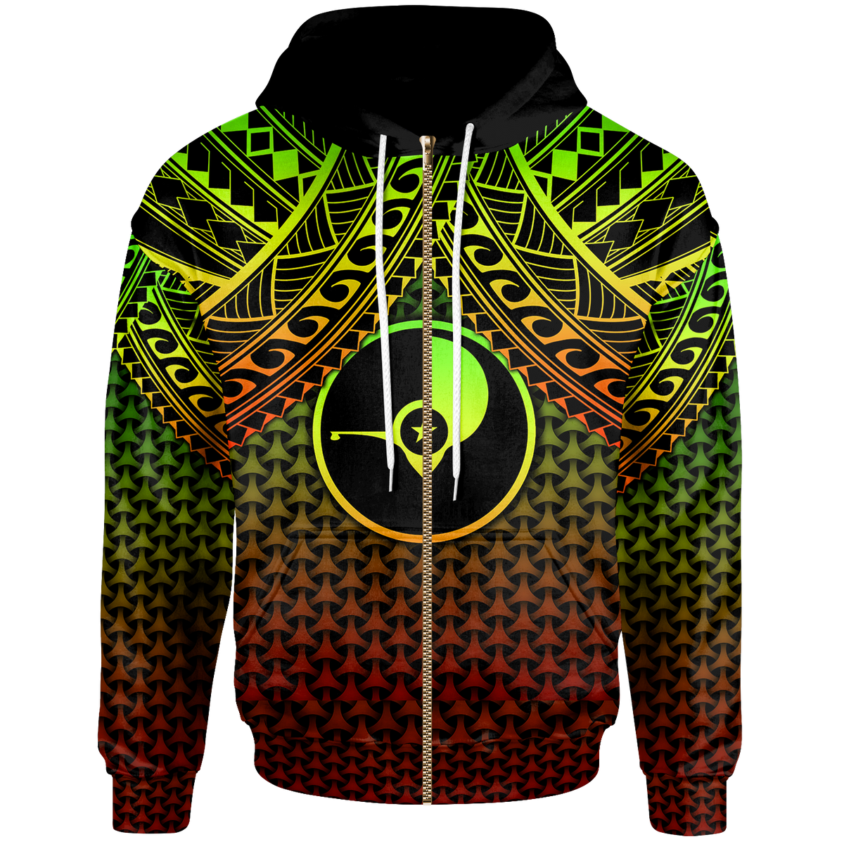 Polynesian Yap Zip up Hoodie Reggae Vintage Polynesian Patterns Unisex Reggae - Polynesian Pride