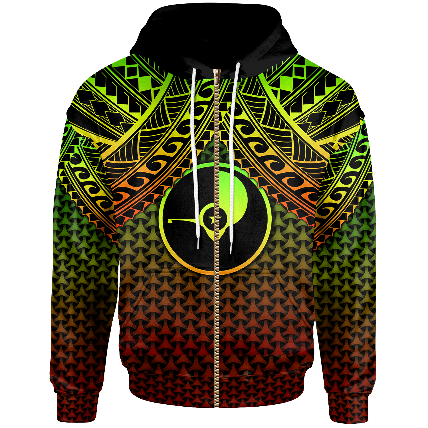 Polynesian Yap Zip up Hoodie Reggae Vintage Polynesian Patterns Unisex Reggae - Polynesian Pride