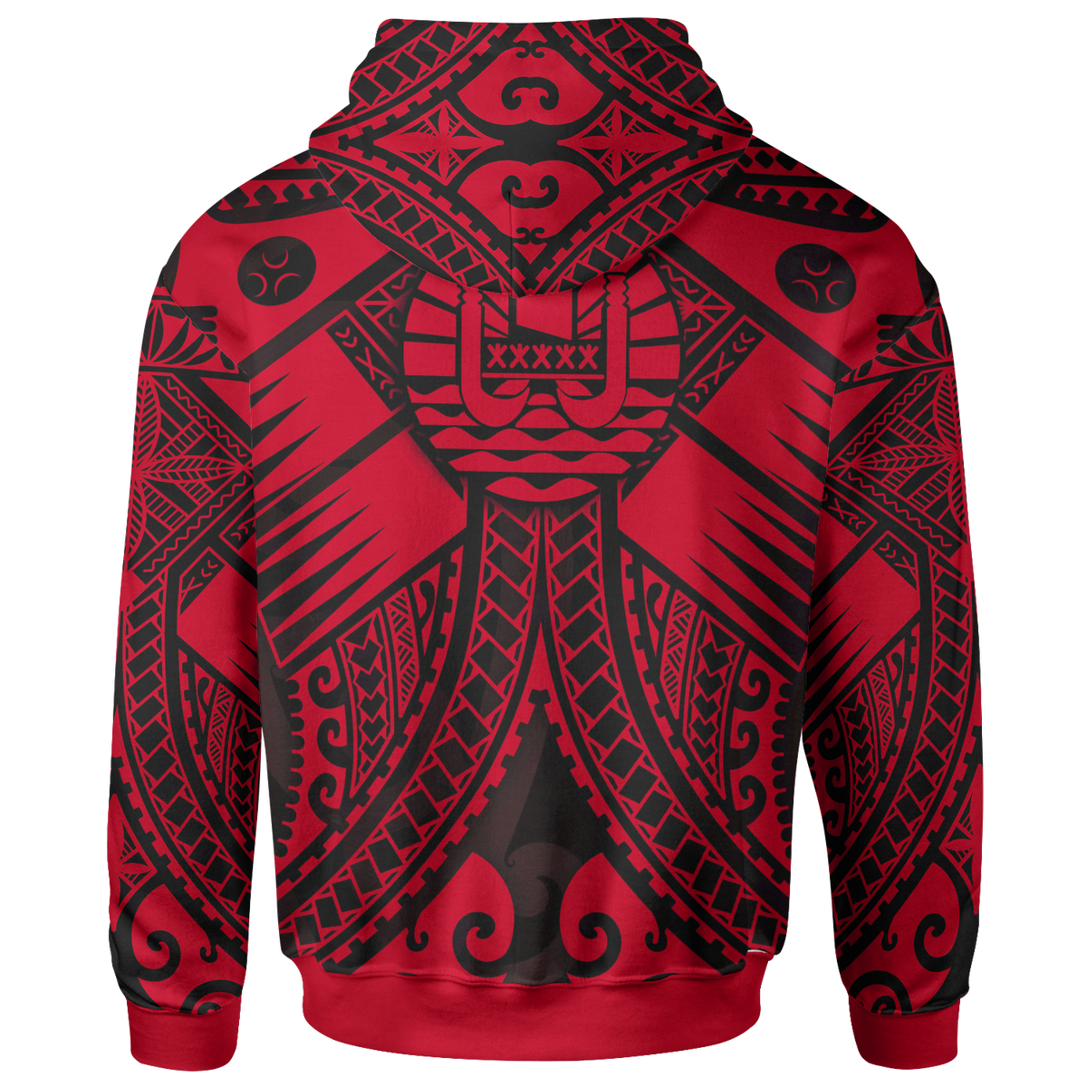 Tahiti Hoodie Red Seal with Polynesian Tattoo - Polynesian Pride