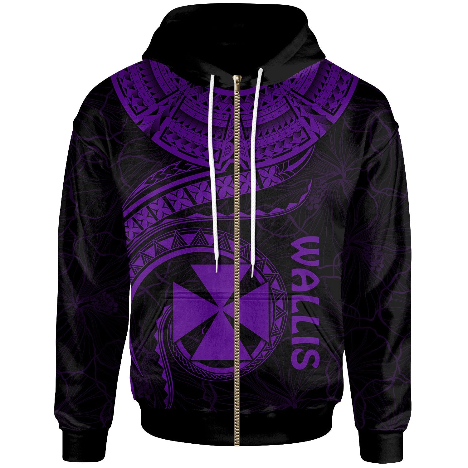 Wallis and Futuna Polynesian Zip up Hoodie Wallis and Futuna Waves (Purple) Unisex Purple - Polynesian Pride