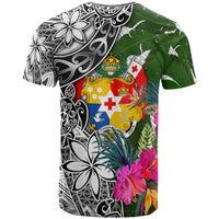 Tonga T Shirt White Turtle Plumeria Banana Leaf - Polynesian Pride