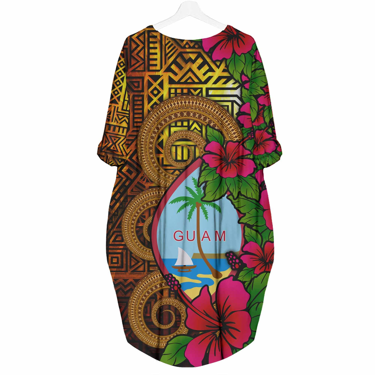 Guam Polynesian Batwing Pocket Dress - Hibiscus Vintage - Polynesian Pride