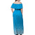 Tonga Off Shoulder Long Dress - Tongan Pattern Blue - LT12 - Polynesian Pride