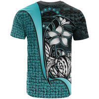 Cook Islands Polynesian Custom T Shirt Turquoise Turtle with Hook - Polynesian Pride