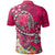 Hawaii Polo Shirt Turtle Plumeria Polynesian Tattoo Pink Color - Polynesian Pride