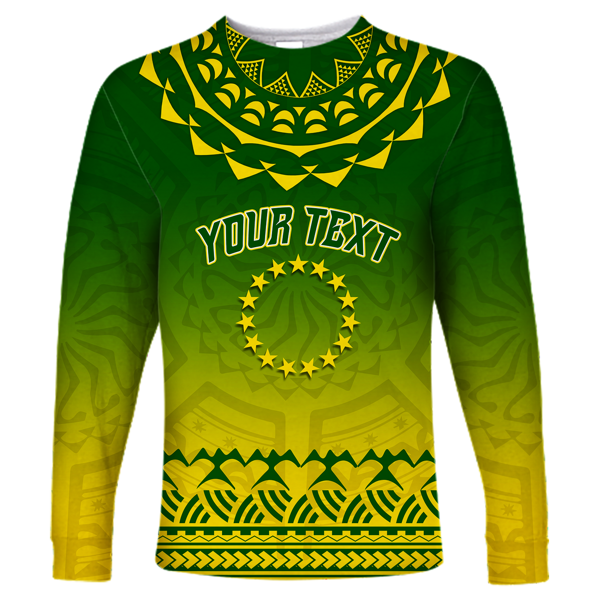 (Custom Personalised) Cook Islands Turtle With Tribal Long Sleeve Shirt - LT12 Unisex Green - Polynesian Pride