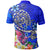 Polynesian Polo Shirt Turtle Plumeria Blue Color - Polynesian Pride