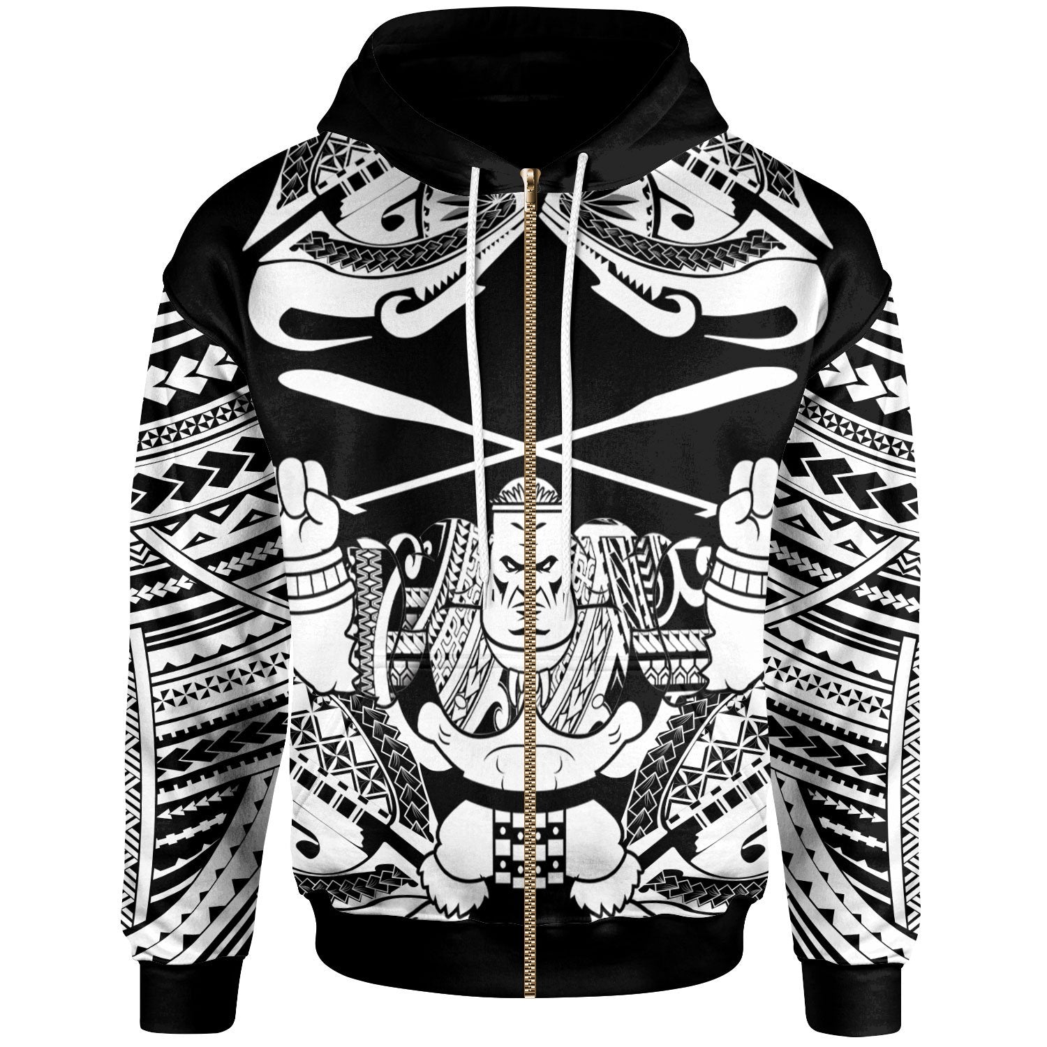 Fiji Zip Hoodie Go Boating Unisex Black - Polynesian Pride