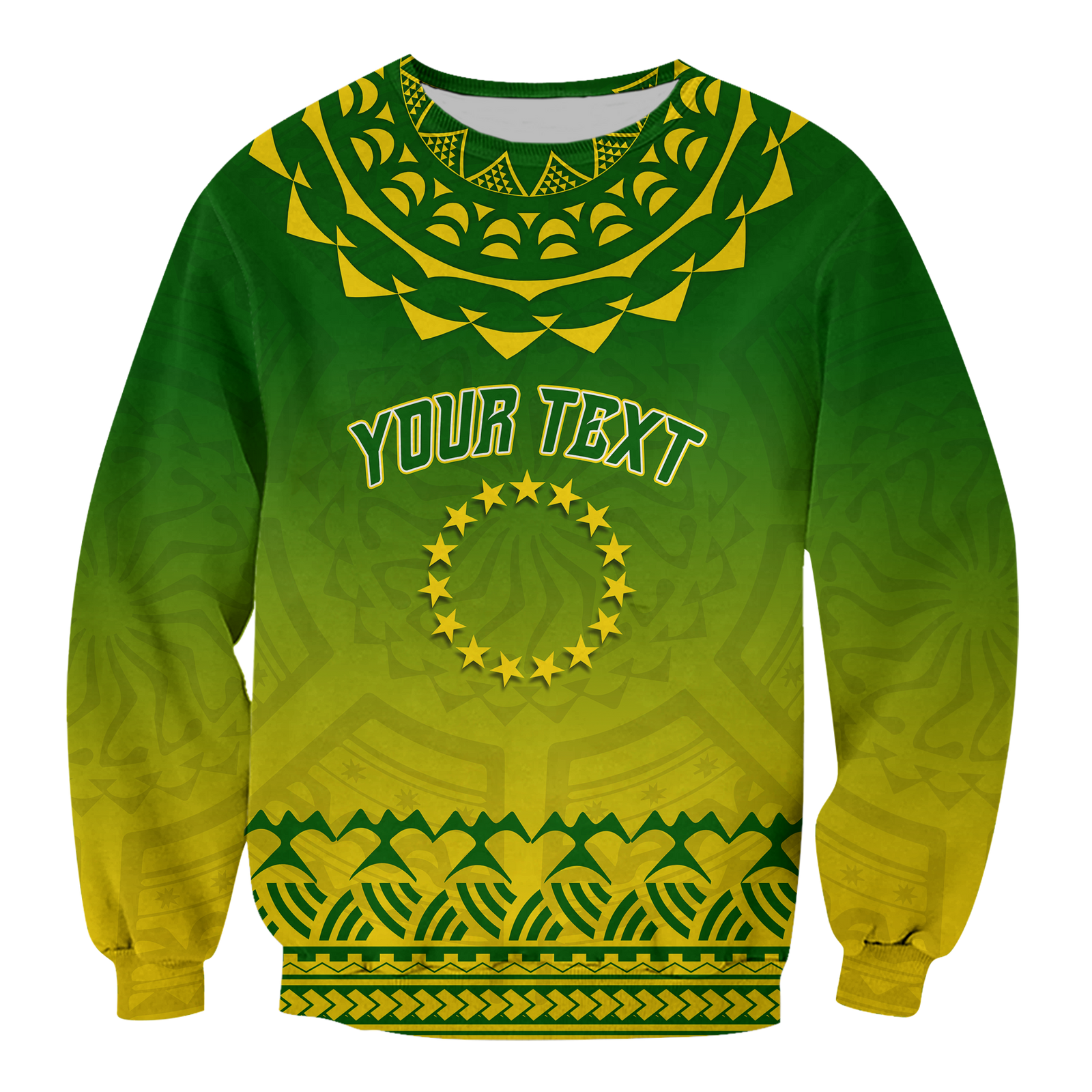 (Custom Personalised) Cook Islands Turtle With Tribal Sweatshirt - LT12 Unisex Green - Polynesian Pride