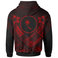 Chuuk Polynesian Zip up Hoodie Chuuk Red Seal Camisole Hibiscus Style - Polynesian Pride