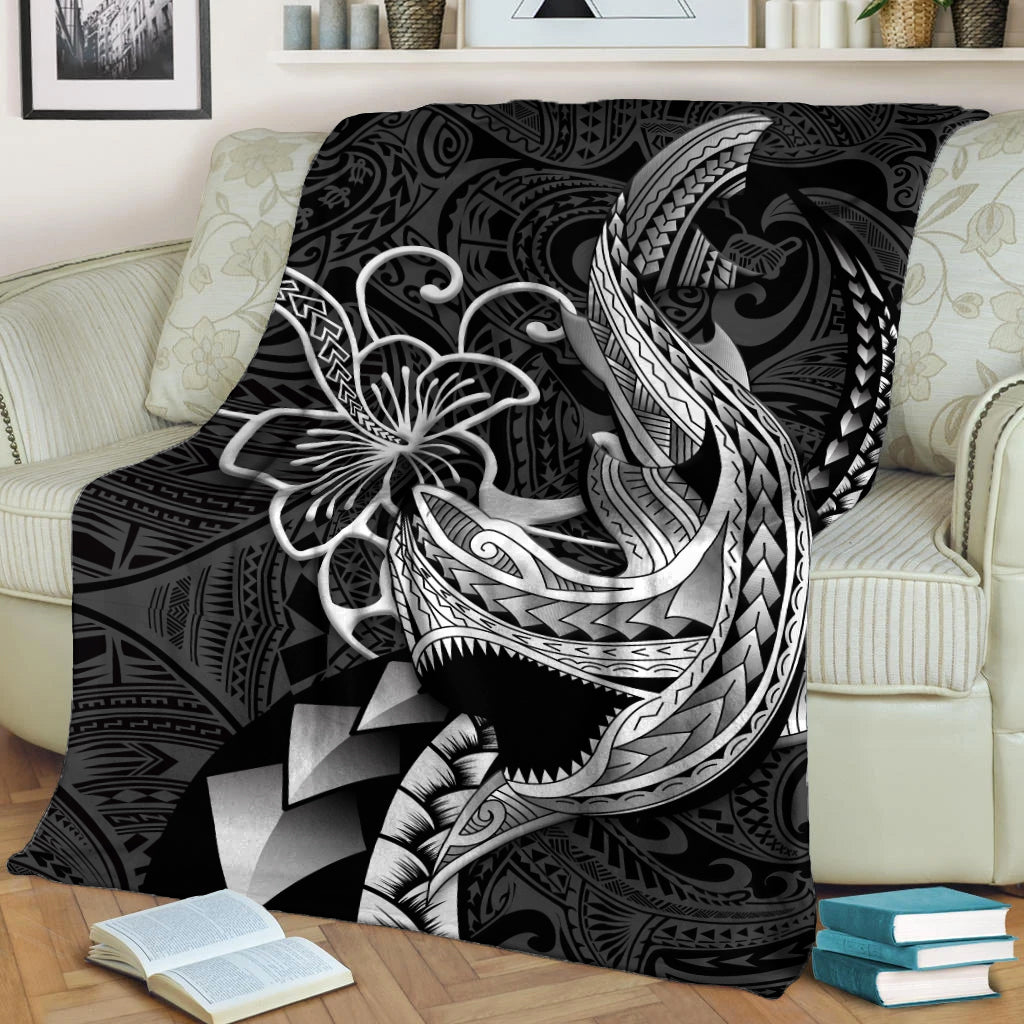 Polynesian Shark Tattoo Hawaii Tribal Blanket - LT12 - Polynesian Pride