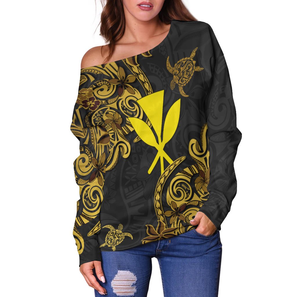 Hawaii Kanaka Maoli Women's Off Shoulder Sweaters - Abstract Style - Polynesian Pride