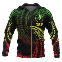 Yap Micronesia All Over Zip up Hoodie Reggae Tribal Wave Unisex Reggae - Polynesian Pride