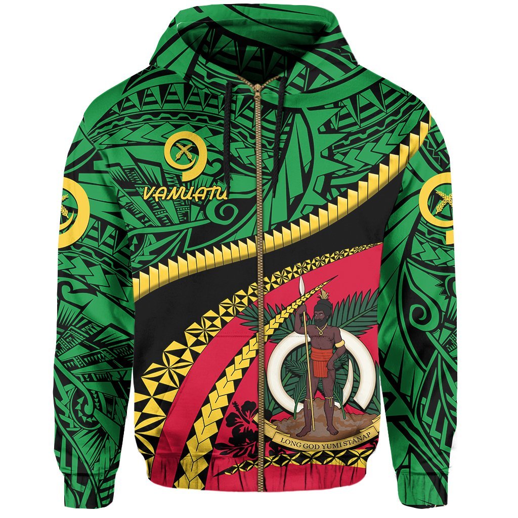Vanuatu Zip up Hoodie Road To Hometown Unisex Green - Polynesian Pride