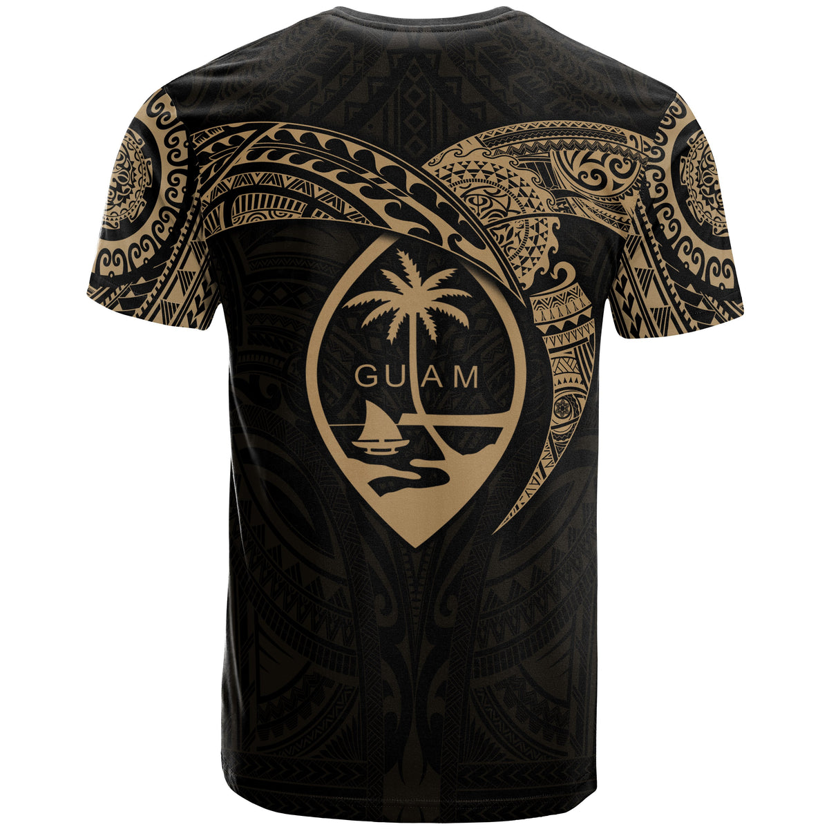 Guam Polynesian T Shirt Full Color Heart Shield - Polynesian Pride