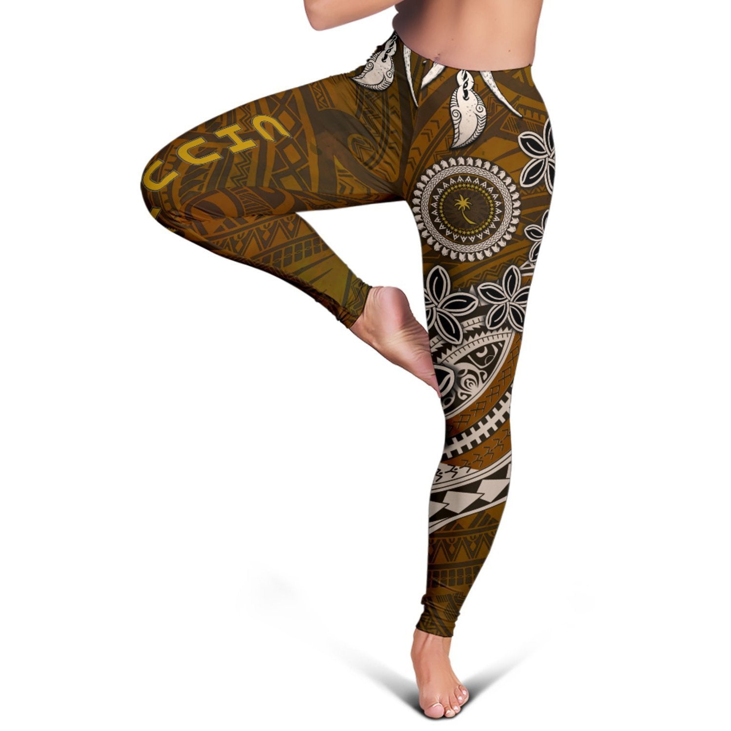 Chuuk Polynesian Legging - Polynesian Boar tusk Brown - Polynesian Pride