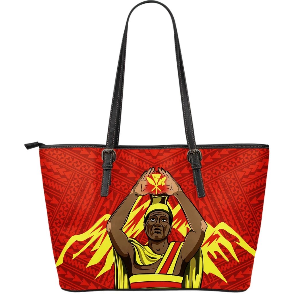 Hawaii Leather Tote (Large) - King Mauna Kea Red - Polynesian Pride