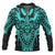 Polynesian All Over Zip up Hoodie Tattoo Tiki Neon Blue Unisex Blue - Polynesian Pride