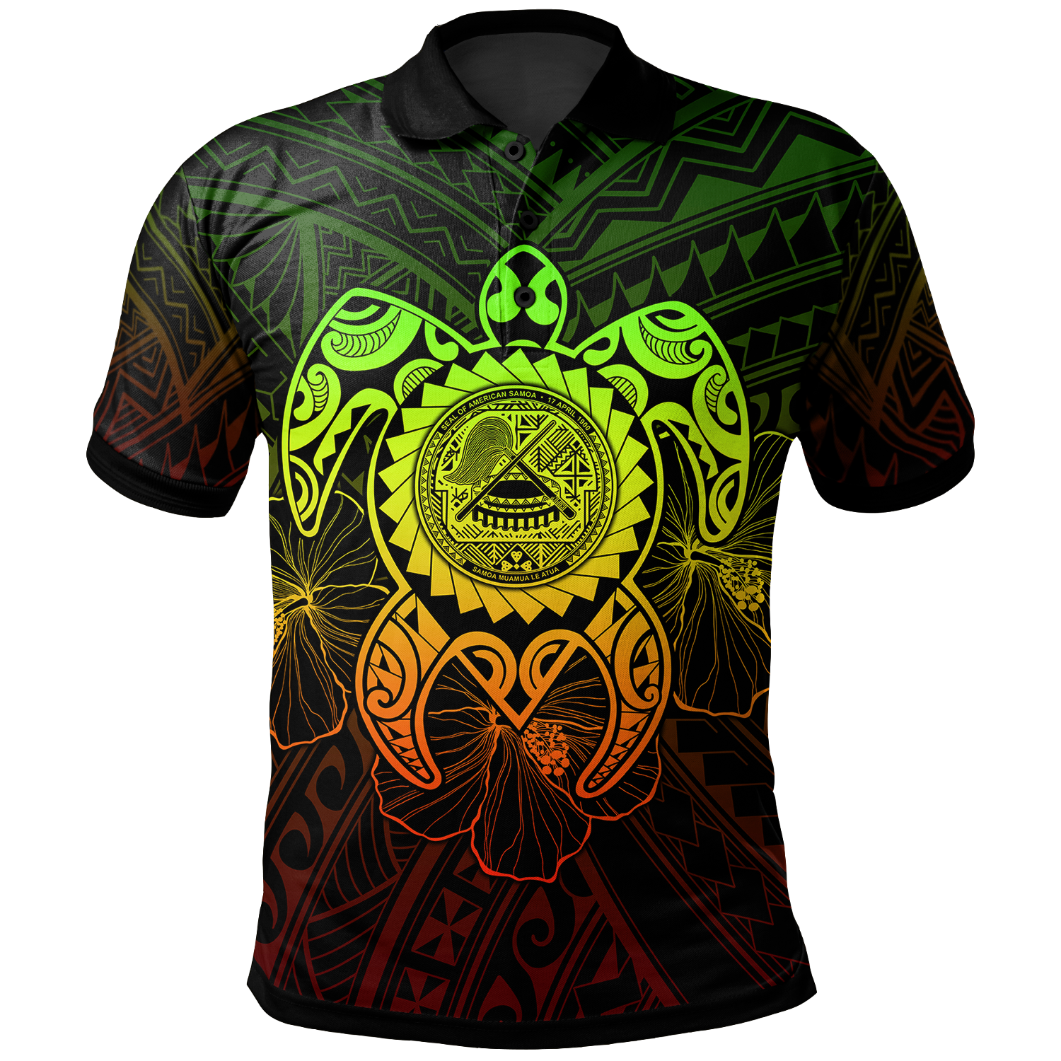 American Samoa Polynesian Polo Shirt Vintage Polynesian Turtle (Reggae) Unisex Reggae - Polynesian Pride