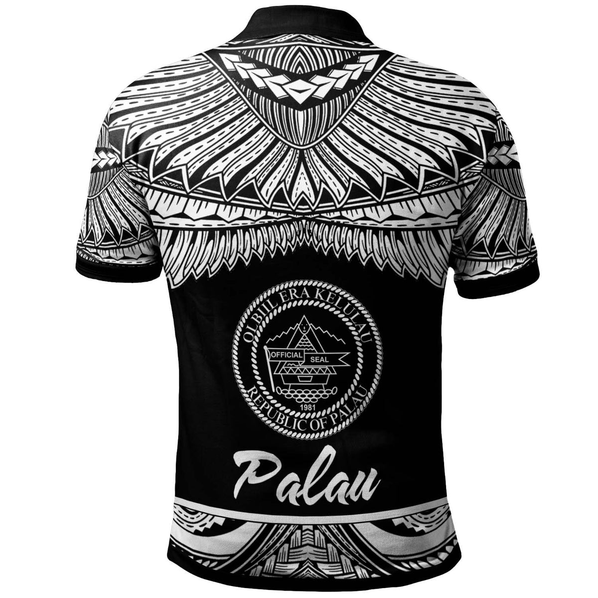 Palau Custom Polo Shirt Polynesian Tattoo White Version - Polynesian Pride
