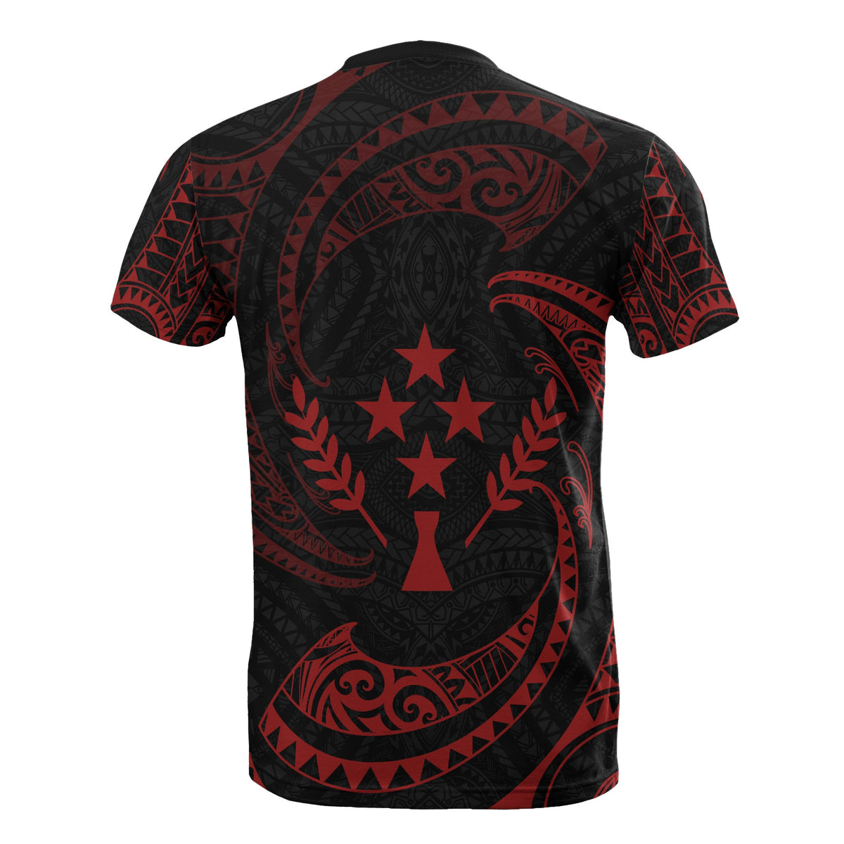 Kosrae Micronesia All Over T Shirt Red Tribal Wave - Polynesian Pride