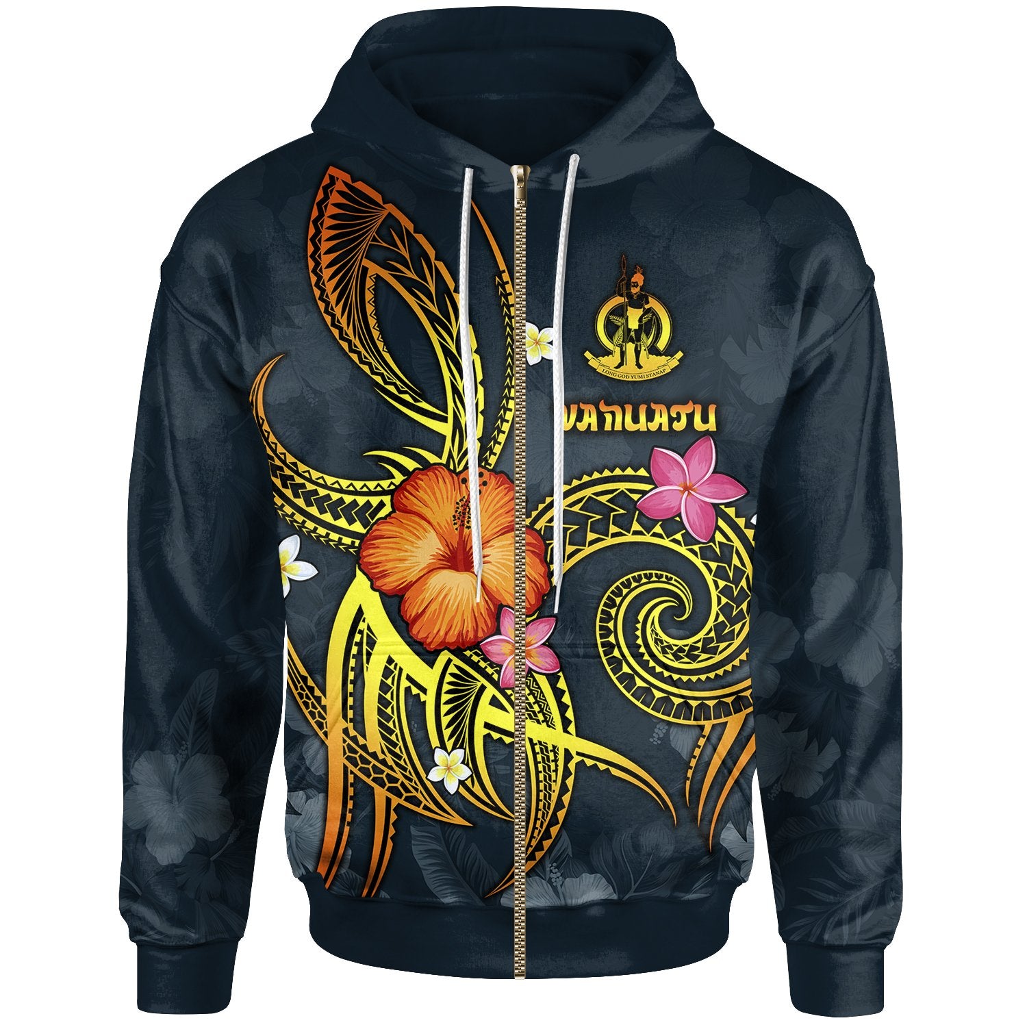 Vanuatu Polynesian Zip up Hoodie Legend of Vanuatu (Blue) Unisex Blue - Polynesian Pride