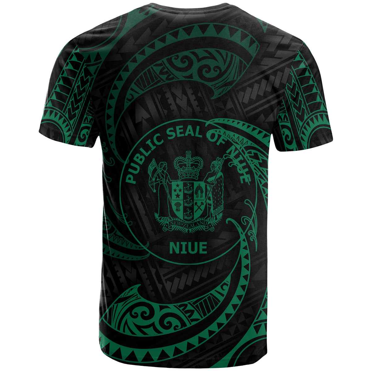 Niue Polynesian Custom T Shirt Green Tribal Wave - Polynesian Pride