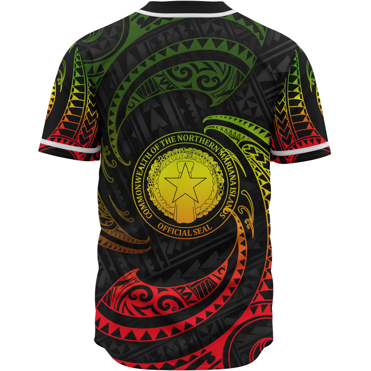 Northern Mariana Islands Polynesian Custom Personalised Baseball Shirt - Reggae Tribal Wave - Polynesian Pride