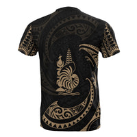 New Caledonia Polynesian Custom T Shirt Gold Tribal Wave - Polynesian Pride