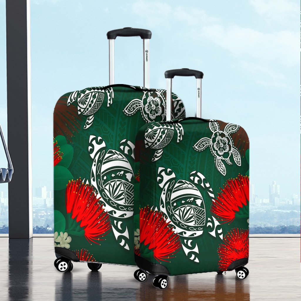 Hawaii Lehua Flowers Turtle Poly Luggage Covers - Ser Style - AH - Polynesian Pride