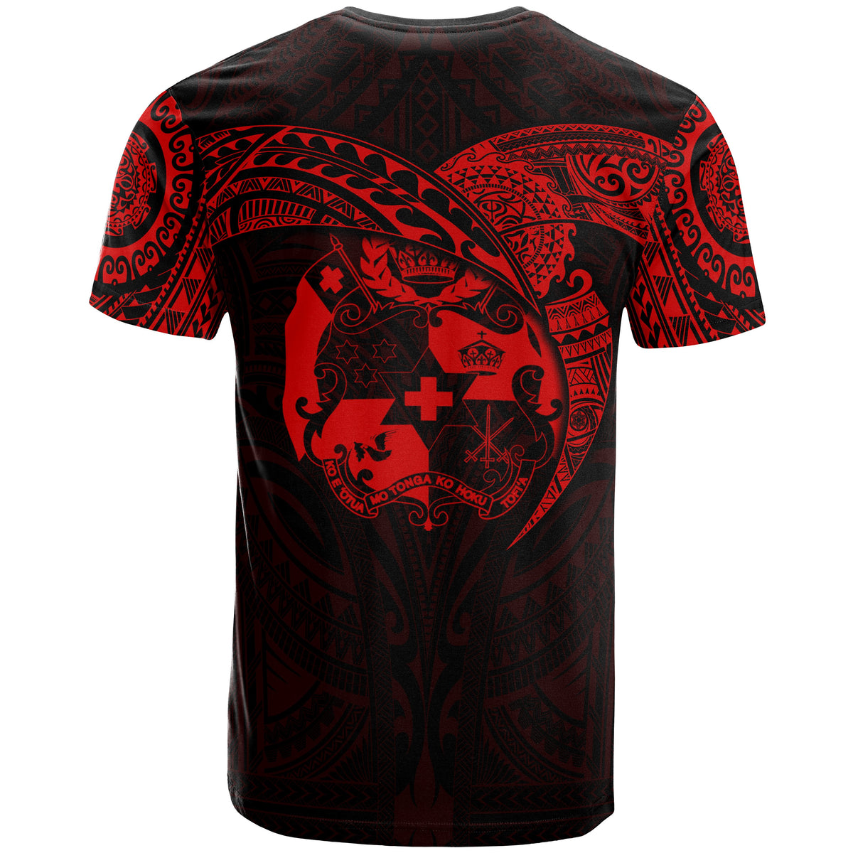 Tonga Polynesian T Shirt Full Color Heart Shield - Polynesian Pride