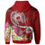 Samoa Custom Zip up Hoodie Turtle Plumeria (Red) - Polynesian Pride