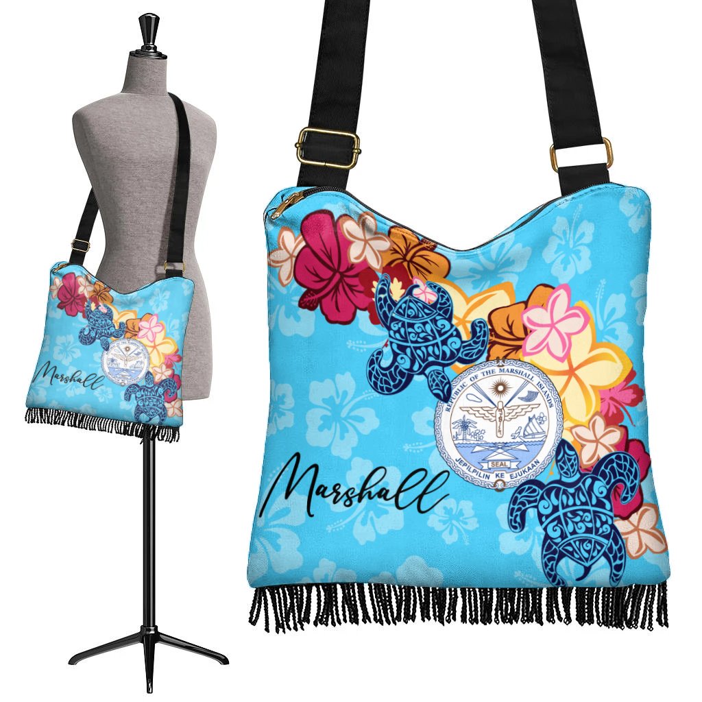 Marshall Islands Boho Handbag - Tropical Style One Size Boho Handbag Blue - Polynesian Pride