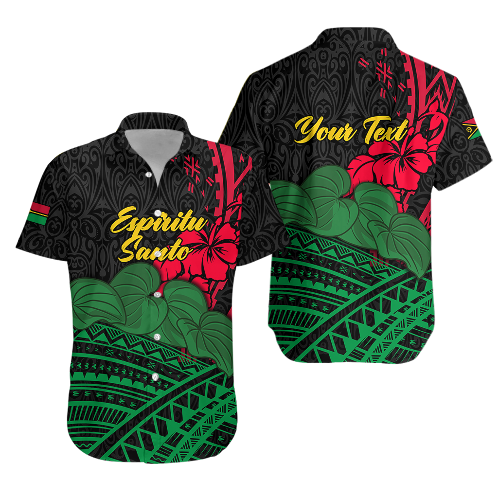 (Custom Personalised) Vanuatu Espiritu Santo Hawaiian Shirt - Kava With Hibiscus - LT12 Unisex Black - Polynesian Pride