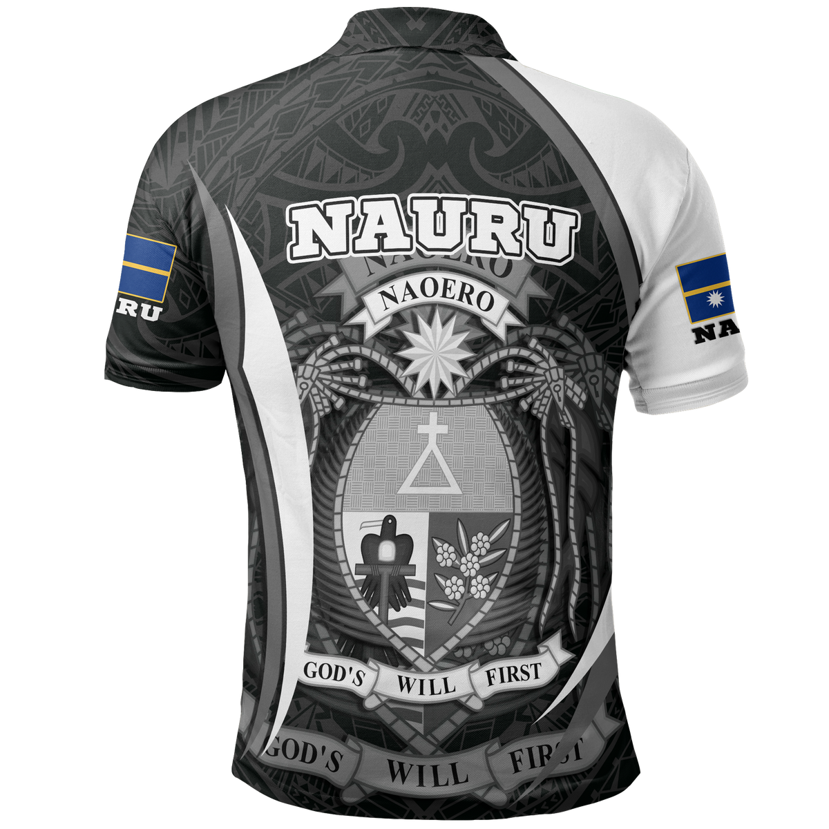 Nauru Polo Shirt Nauru Flag Coat Of Arms (White) - Polynesian Pride