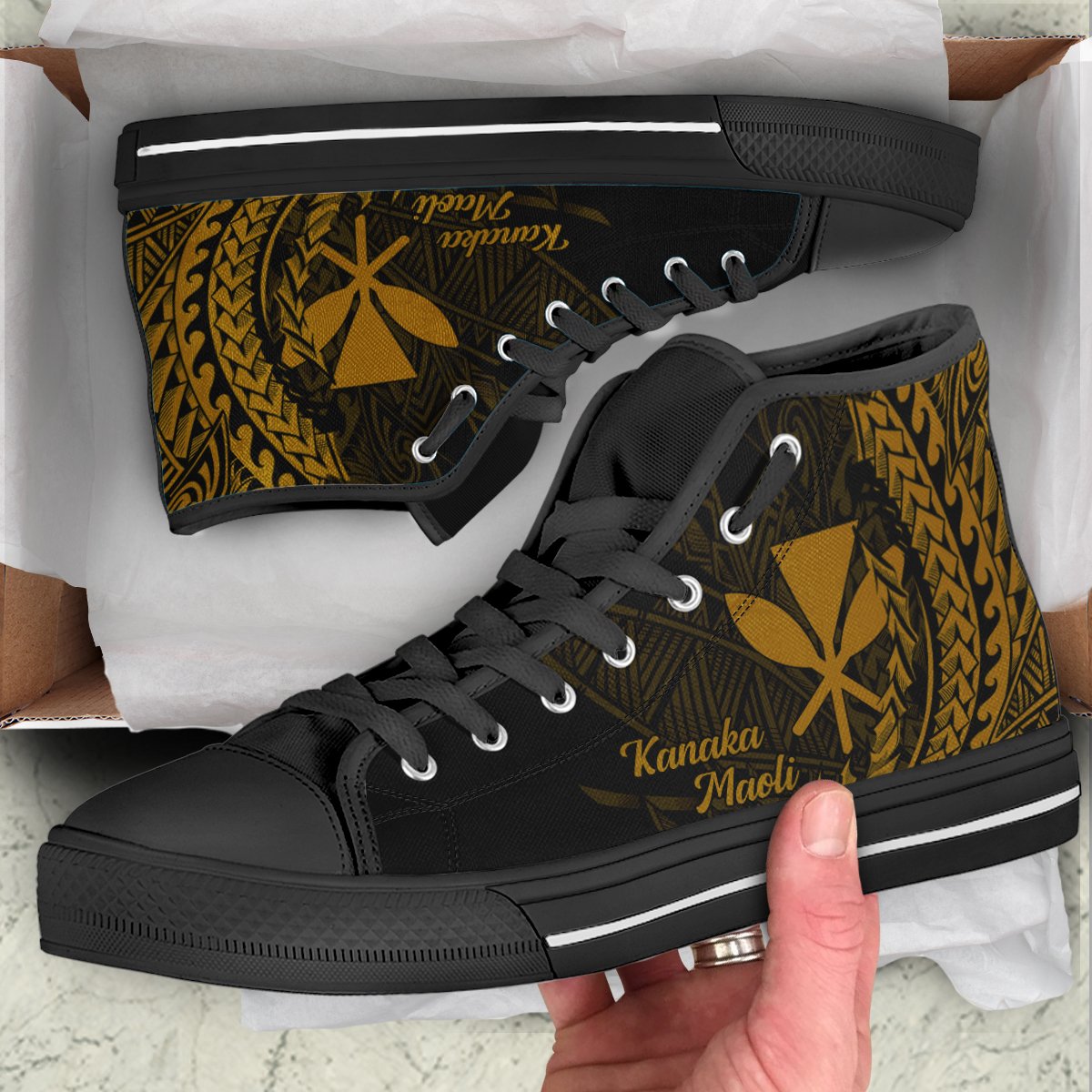 Hawaii Kanaka Maoli High Top Shoes - Wings Style - Polynesian Pride