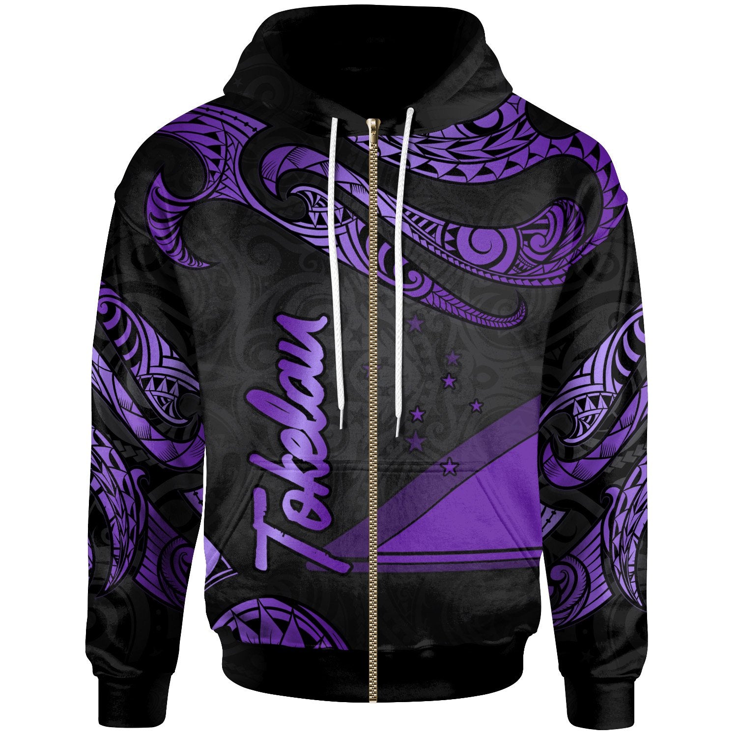 Tokelau Polynesian Zip Hoodie Polynesian Tattoo Purple Version Unisex Purple - Polynesian Pride