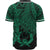 Pohnpei Polynesian Custom Personalised Baseball Shirt - Tribal Wave Tattoo Green - Polynesian Pride