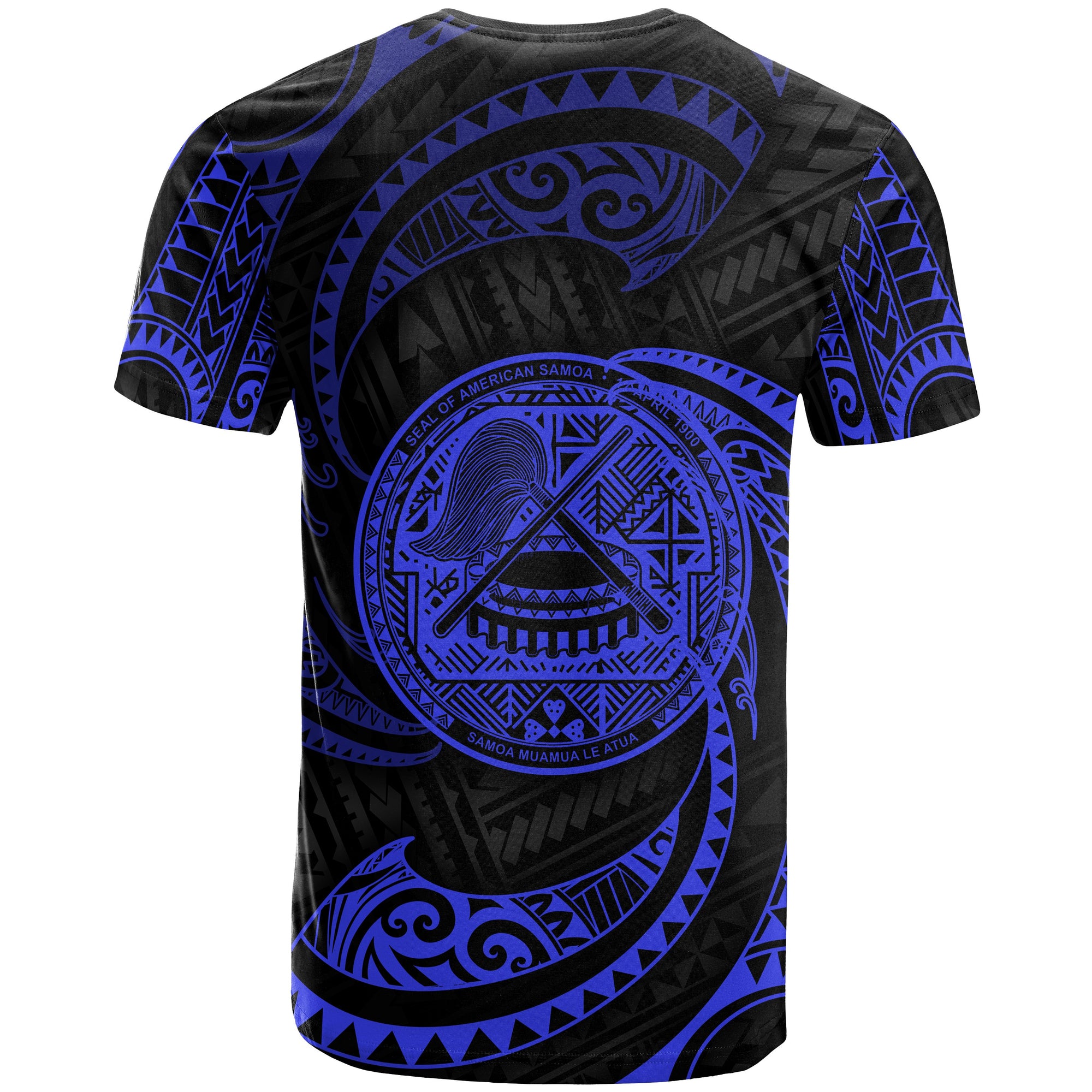 American Samoa Polynesian All Over T Shirt Blue Tribal Wave Unisex Blue - Polynesian Pride